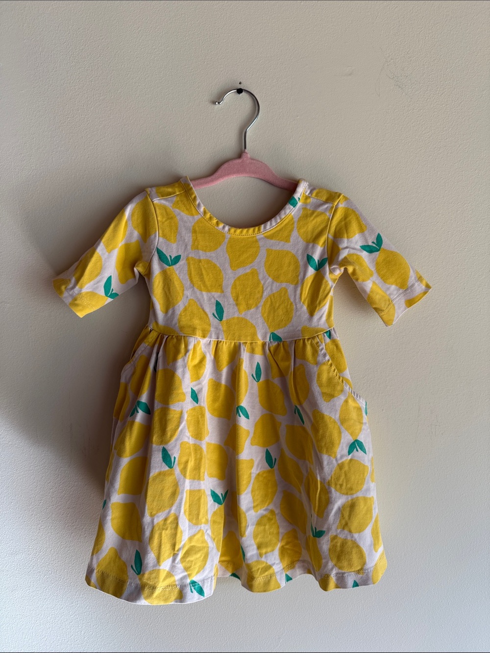 HANNA ANDERSSON Yellow Lemon Print Cotton Toddler Dress